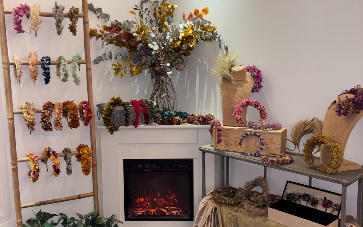 diademas de flores preservadas